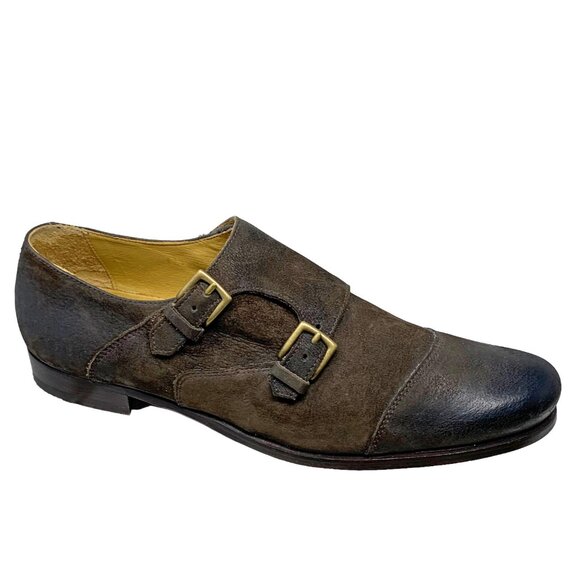 Billy Reid Leather Double Monk Strap Burnish Cap Toe Dress Shoe - Picture 4 of 13